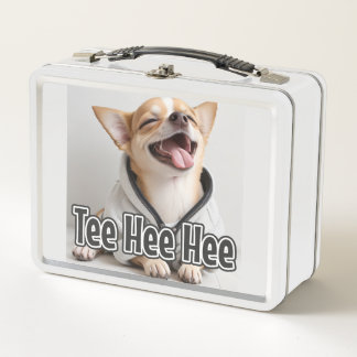 AI-Generated Dog 01 "Tee hee hee" Metal Lunch Box