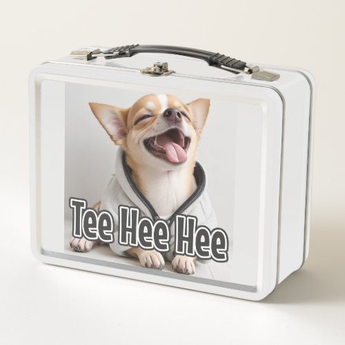 AI_Generated Dog 01 Tee hee hee Metal Lunch Box