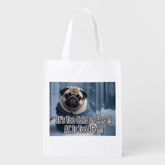 AI-Generated Dog 02 "It's too cold in here" Grocery Bag