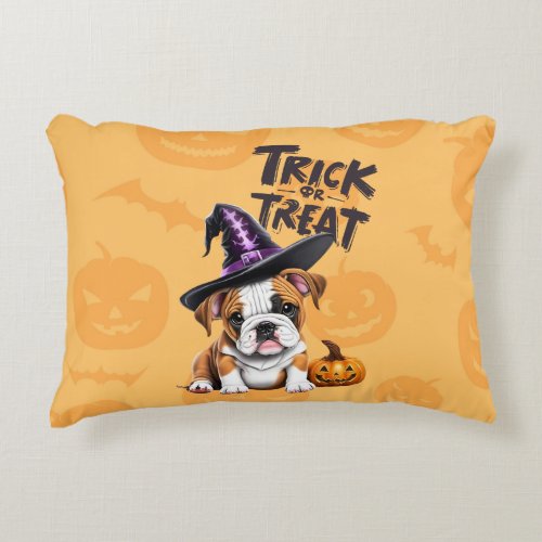 AI generated English Bulldog  Halloween Accent Pillow
