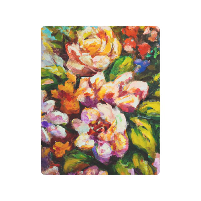 Ai Generated Flowers Oil Painting Metal Wall Art  (Front)