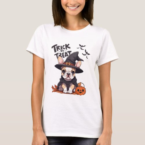 Ai Generated  French bulldog  Halloween T_Shirt