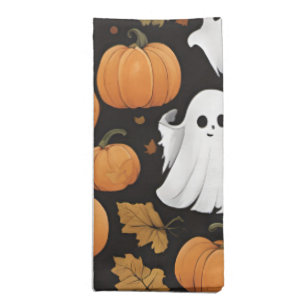 AI Generated Ghost And Pumpkin Halloween Cloth Napkin