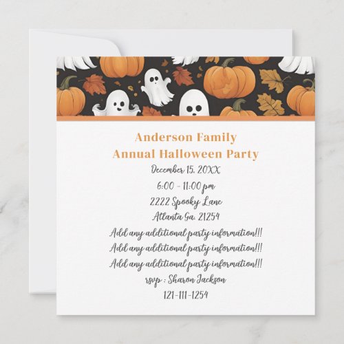 AI Generated Ghost And Pumpkin Halloween Invitation