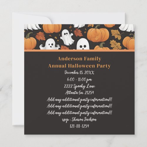 AI Generated Ghost And Pumpkin Halloween Invitation