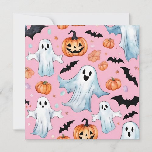 AI Generated Ghost And Pumpkin Halloween Invitation