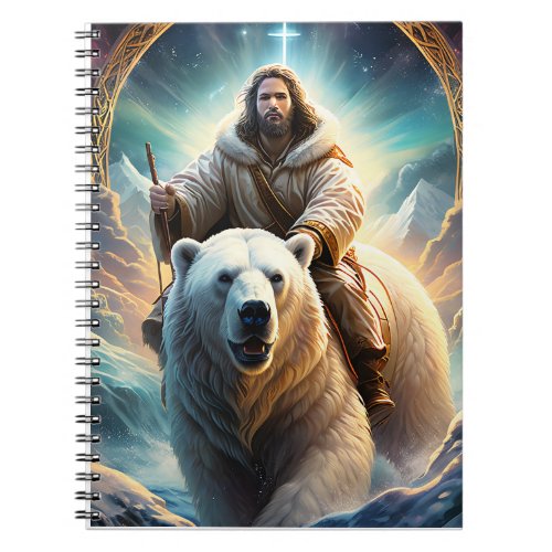 AI Generated  Jesus on a polar bear  Notebook