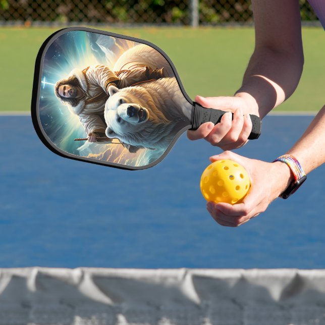 (AI Generated ) Jesus on a polar bear  Pickleball Paddle (Insitu)