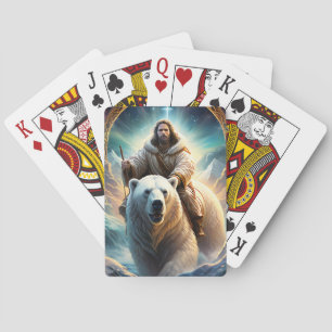 (AI Generated ) Jesus on a polar bear Poker Cards