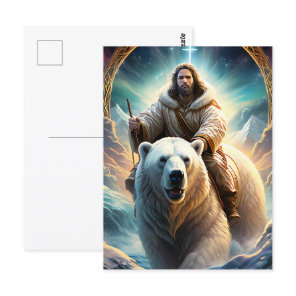 (AI Generated ) Jesus on a polar bear  Postcard
