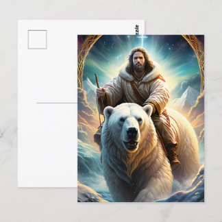 (AI Generated ) Jesus on a polar bear  Postcard