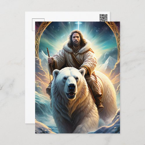 AI Generated  Jesus on a polar bear  Postcard