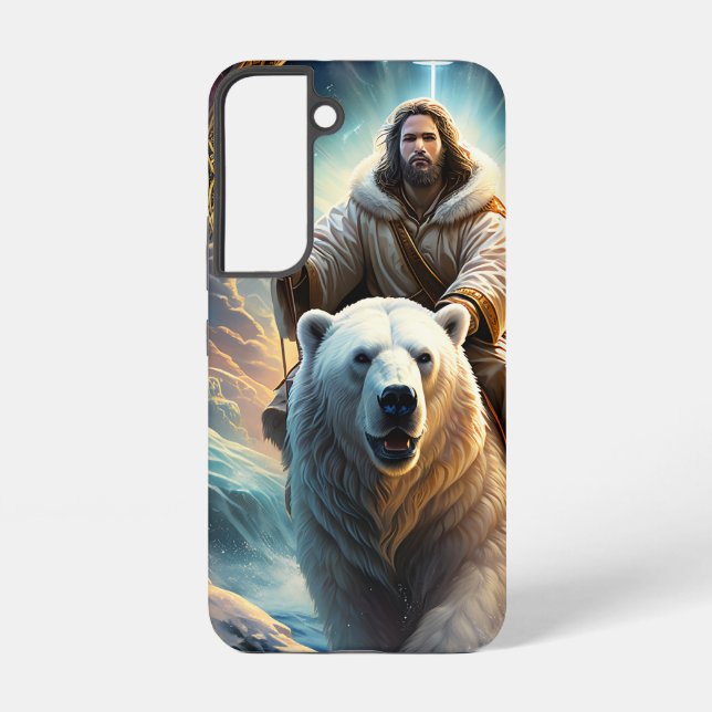 (AI Generated ) Jesus on a polar bear  Samsung Galaxy Case (Back)