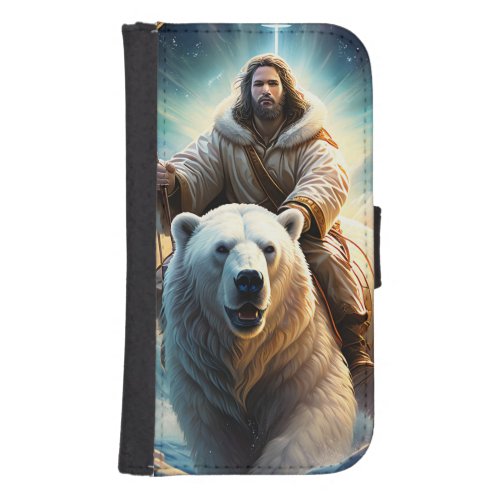 AI Generated  Jesus on a polar bear  Galaxy S4 Wallet Case