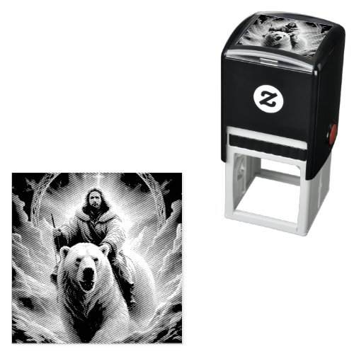 AI Generated  Jesus on a polar bear  Self_inking Stamp