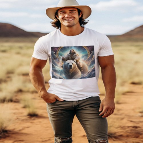 AI Generated  Jesus on a polar bear  T_Shirt