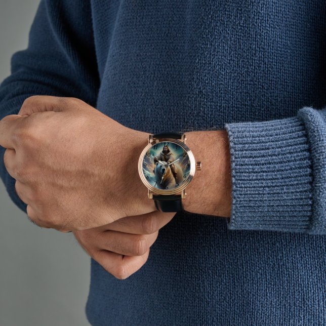 (AI Generated ) Jesus on a polar bear  Watch (Wrist)