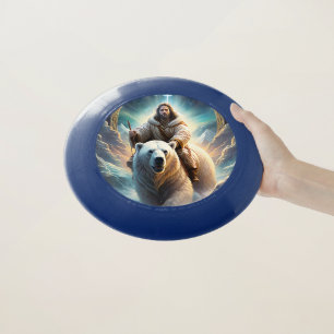 (AI Generated ) Jesus on a polar bear  Wham-O Frisbee