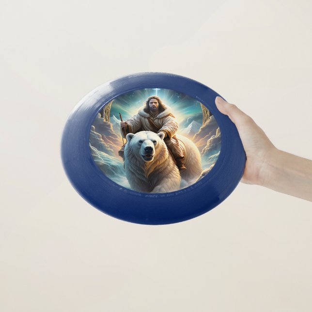 (AI Generated ) Jesus on a polar bear  Wham-O Frisbee (In Hand)