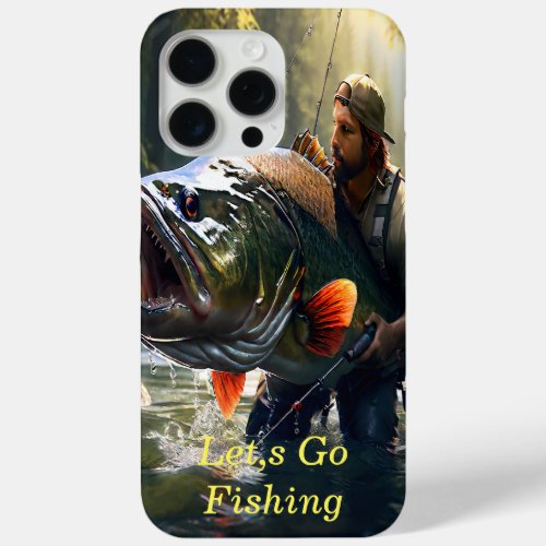 ai generated lets go river fishing  iPhone 15 pro max case