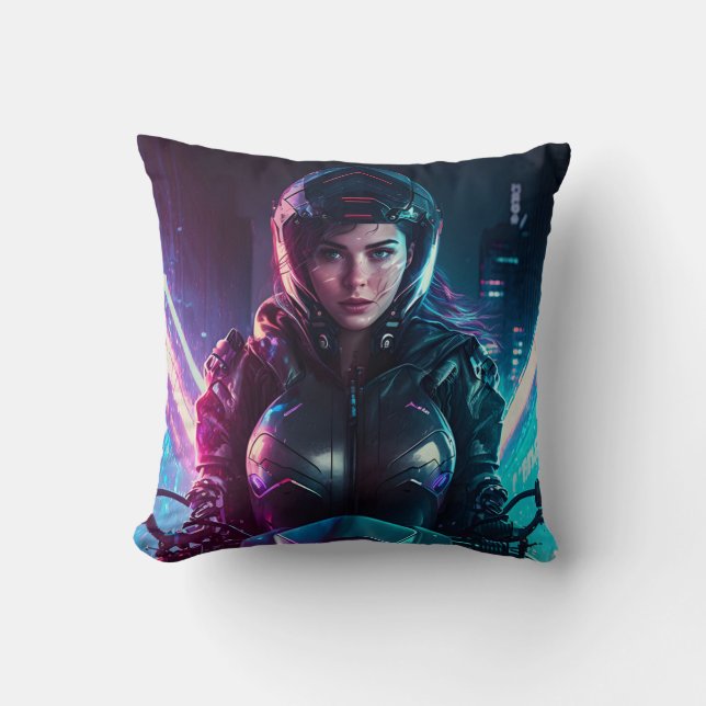 AI generated motorcycle art #2 Throw Pillow (Front)
