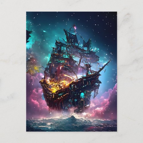 AI Generated Pirate Ship Postcard