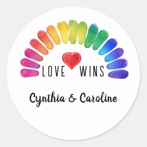 Ai Generated Rainbow Heart Pride LGBTQ Love Wins Classic Round Sticker