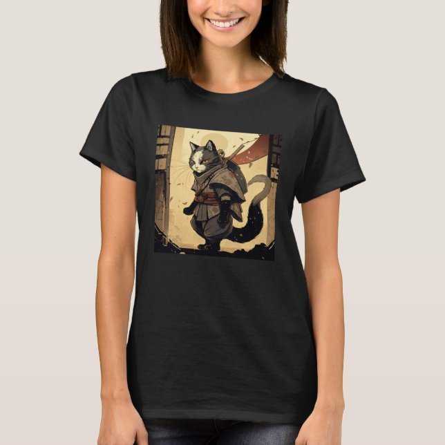 AI Generated Shinobi Cat T-Shirt (Front)