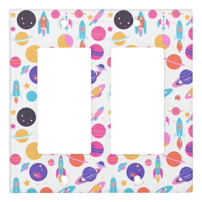 AI Generated Space Patterned Light Switch Plate (Front)