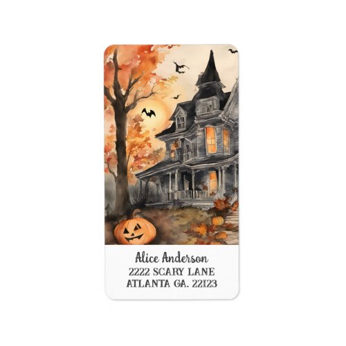 AI Generated Spooky Old House Halloween Label