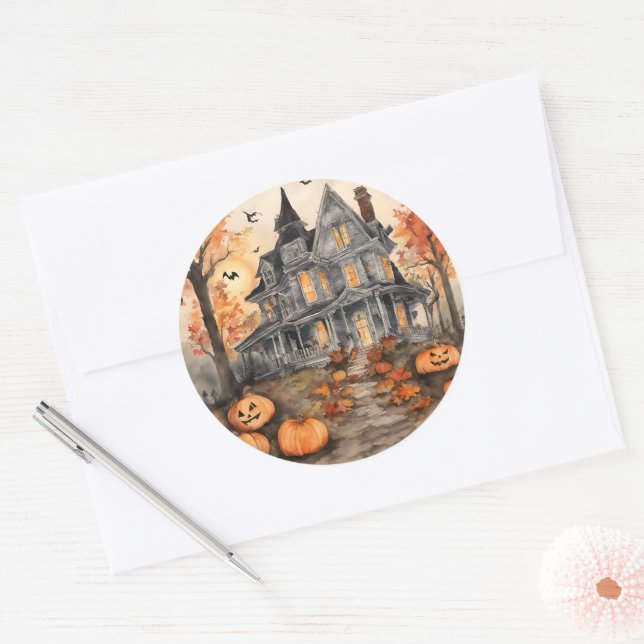 AI Generated Spooky Old House Halloween Sticker (Envelope)