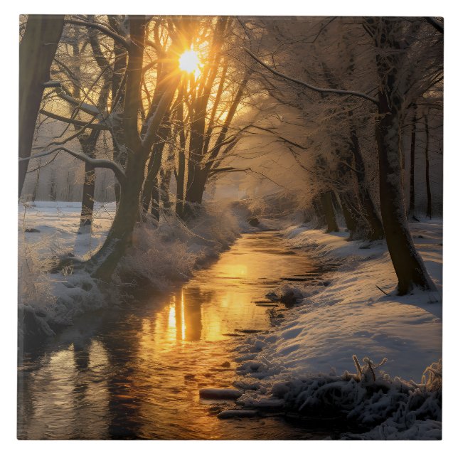 (AI generated) Winter Landscape Ceramic Tile (Front)