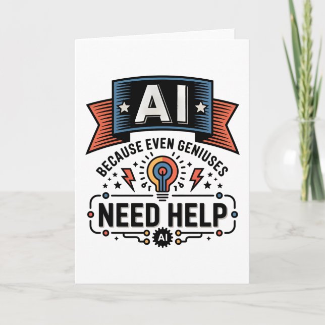 AI Genius Humor Tech Quote Design Card (Front)
