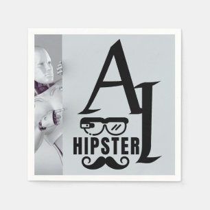 AI Hipster with Wearable Glasses and Moustache Napkins