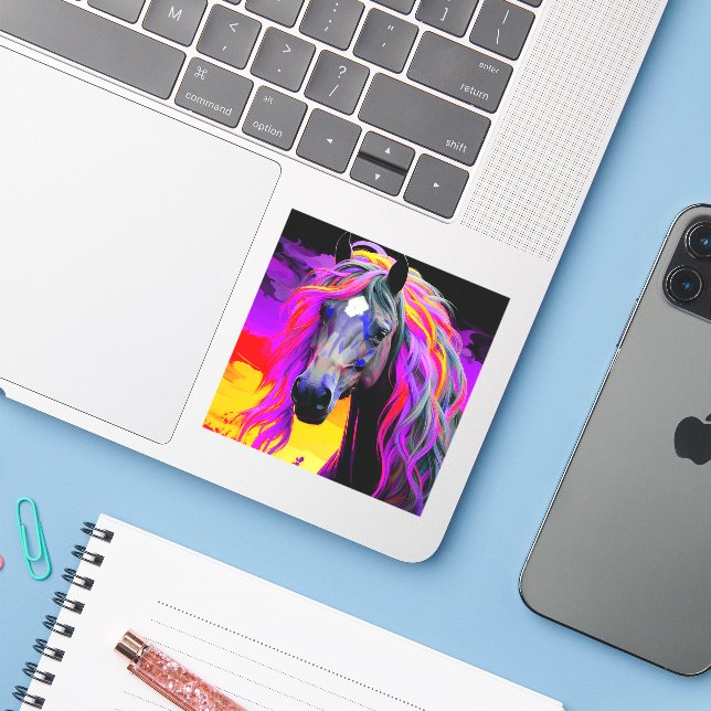 Ai Horse Artwork Sticker (Laptop w/ iPhone)