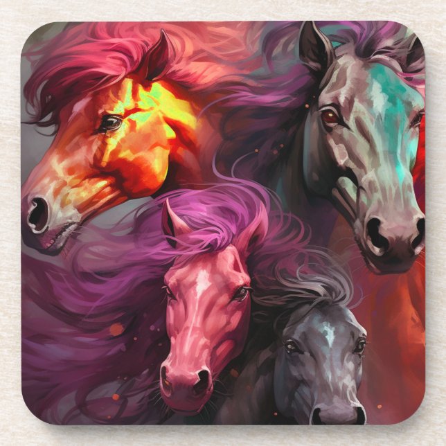 Ai Horses Beverage Coaster (Front)