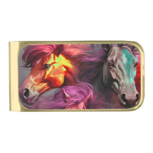 Ai Horses Gold Finish Money Clip