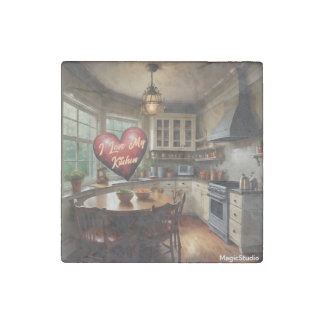 AI I Love My Kitchen Stone Magnet