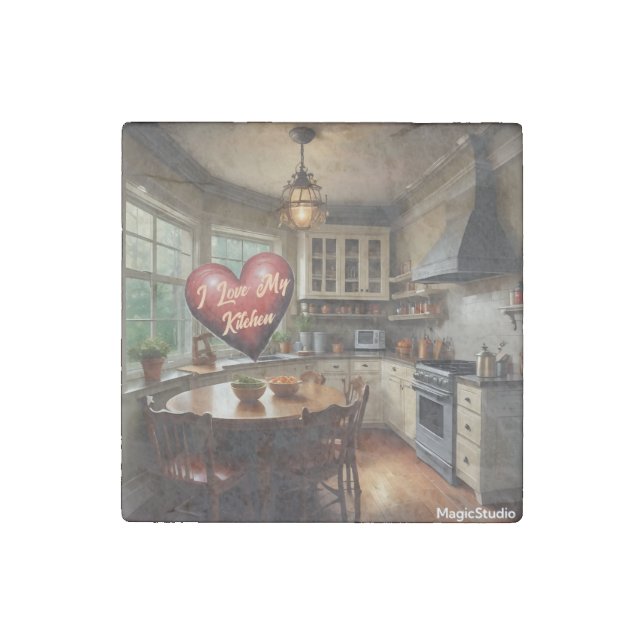 AI I Love My Kitchen Stone Magnet (Front)