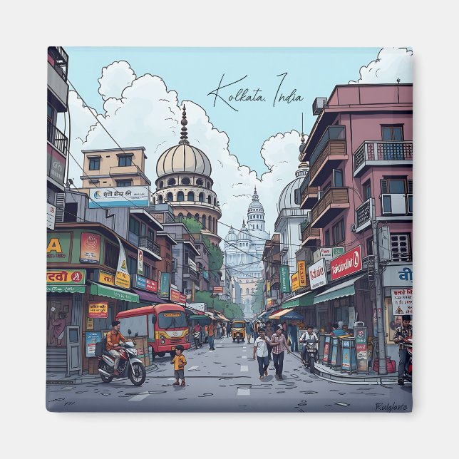 Ai Illustration of Kolkata, India Magnet (Front)