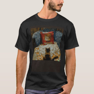 AI Impressionist Cat Eating Popcorn T-Shirt