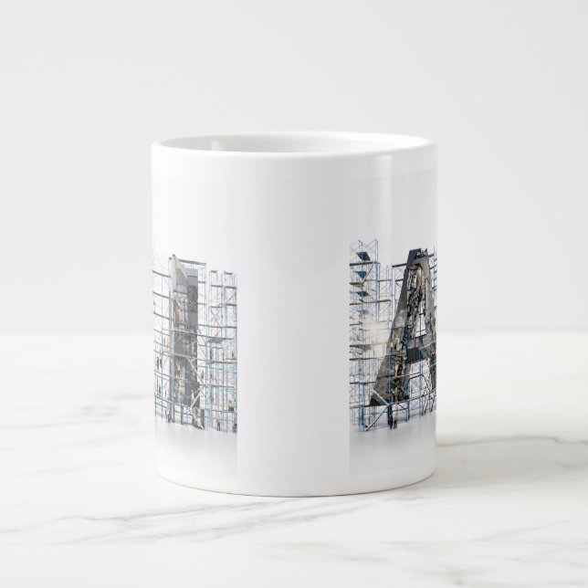AI Industrial Letterform Architecture Art  Giant Coffee Mug (Front)