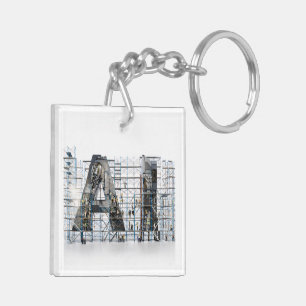 AI Industrial Letterform Architecture Art Keychain