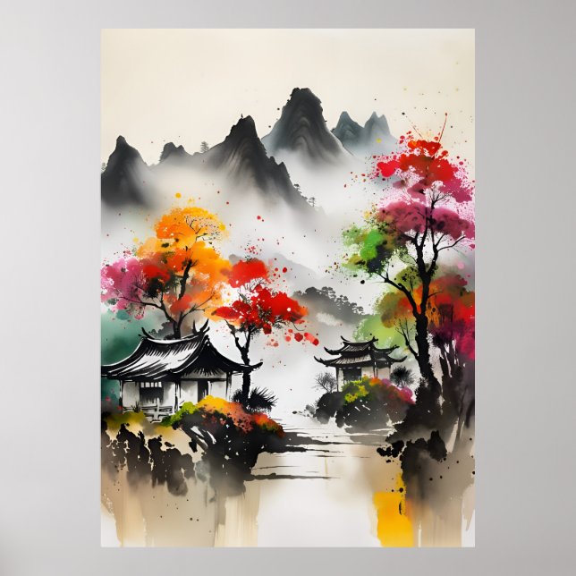 AI Ink Drawing landscape Poster (Front)