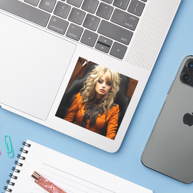 Ai Lady Sticker (Laptop w/ iPhone)