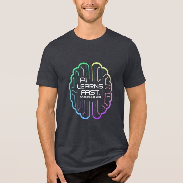 AI Learns Fast - Futuristic Digital Brain Design Tri-Blend Shirt (Front)