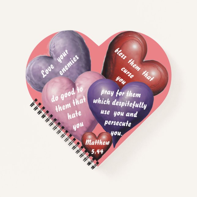 AI Love Your Enemies Heart-Shaped Spiral Notebook (Front)