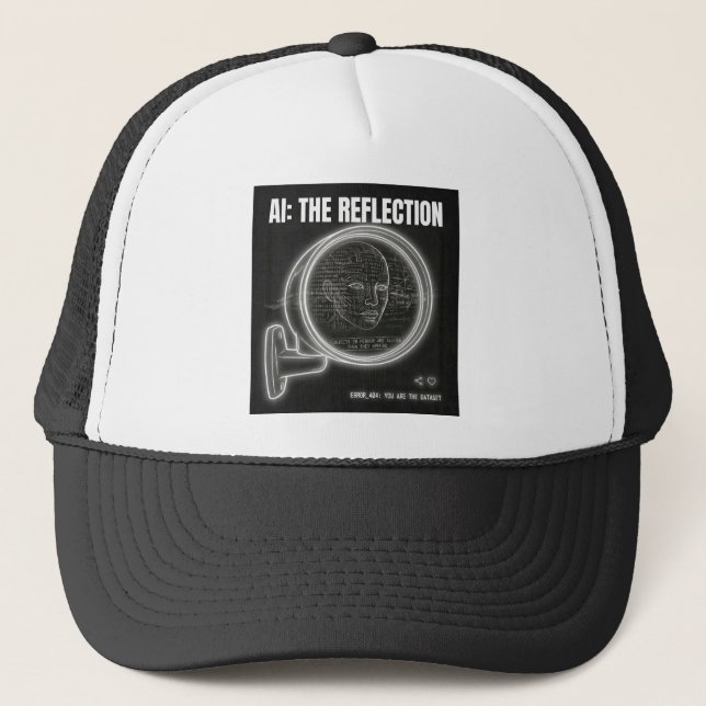 Ai Mirror Dark Tech Dystopia Garbage In Out Trucker Hat (Front)
