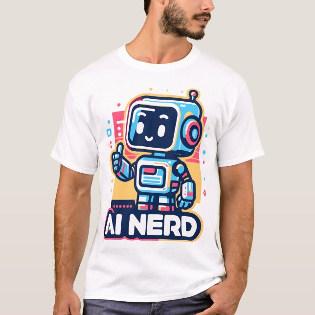 AI Nerd Retro Bot T-Shirt (Front)