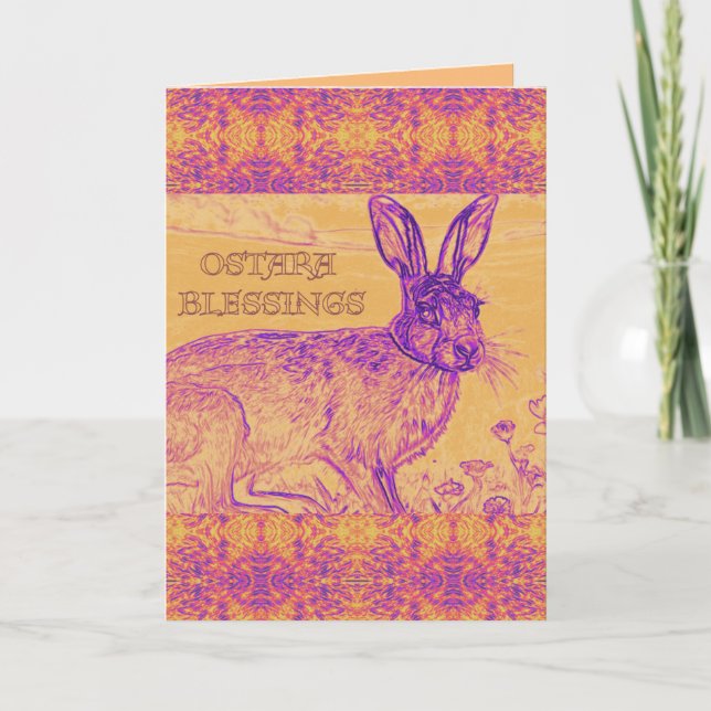 AI Ostara Hare Greetings Card (Front)